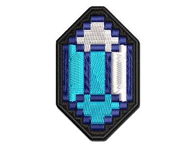 Pixel Gem Diamond Emerald Rupee RPG Game Multi-Color Embroidered Iron-On Patch Applique