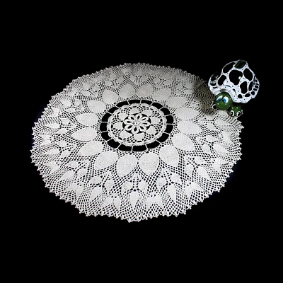 Crochet Doily, 22-inch, Ecru (Natural), Round, Crochet Mat, Crochet Lace, Table Decor