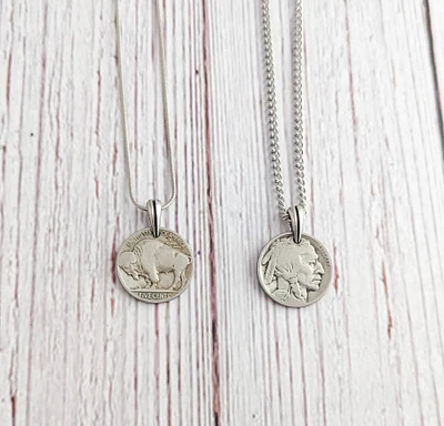 Buffalo Nickel Necklace, Indian Head Pendant, Southwestern Necklace, Western, Multiple Chain Options, Unique Gift, Timeless