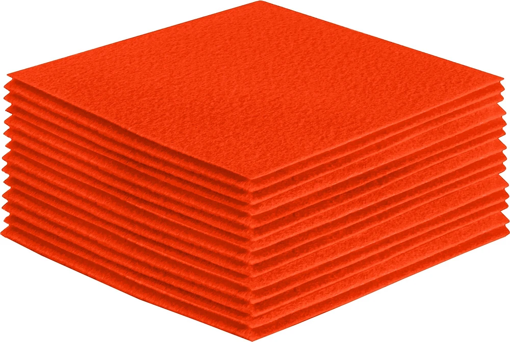 FabricLA Acrylic Felt Fabric - Pre Cut | 8" X 8" Inches | DIY Craft, Hobby, Costume, Decoration | Neon Orange A22 - 30 Pieces