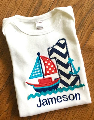 Sailboat Birthday shirt, 1st Birthday Ideas, nautical birthday, sailing party, boys sailboat tee, sailing ideas, sailboat Birthday