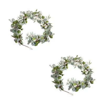 Melrose Set of 2 Eucalyptus Artificial Garland 6' x 9", Unlit