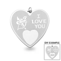 Detailed Stainless Steel "I LOVE YOU" Heart Pendant