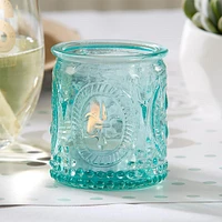 Vintage Blue Glass Tea Light Holder (Set of 8)