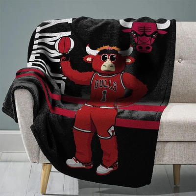 Sleep Squad Chicago Bulls Benny the Bull Mascot 60” x 80” Raschel Plush Basketball Blanket