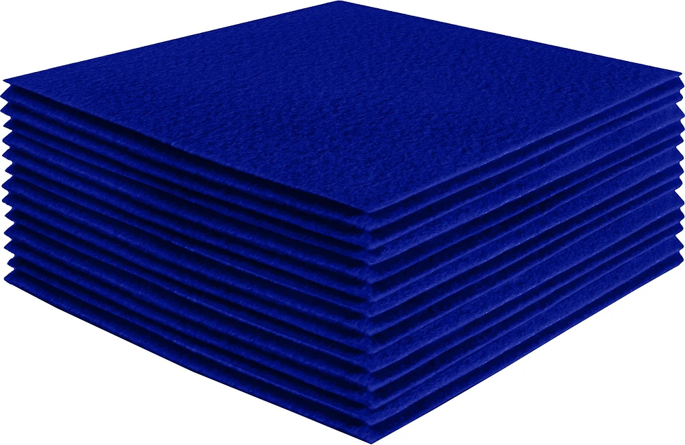 FabricLA Acrylic Felt Fabric - Pre Cut | 10" X 10" Inches | DIY Craft, Hobby, Costume, Decoration | R. Blue - 24 Pieces