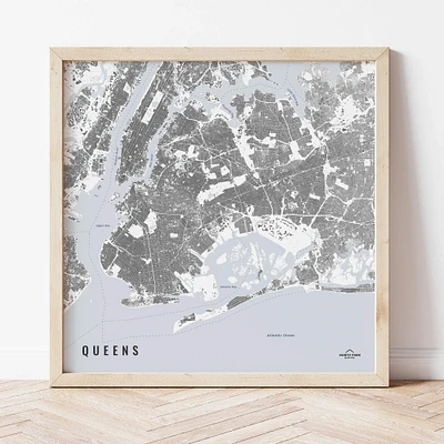 Queens Map, Minimalist Map, Wall Art, New York Gift, Travel Map, Queens Street Map, Black and White Map, Map of Queens, NYC