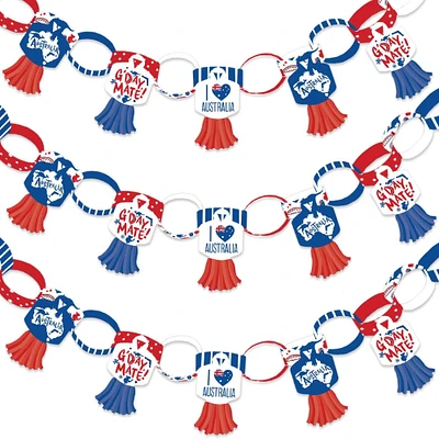 Big Dot of Happiness Australia Day - 90 Chain Links and 30 Paper Tassels Decoration Kit - G'Day Mate Aussie Party Paper Chains Garland - 21 feet