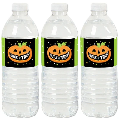 Big Dot of Happiness Jack-O'-Lantern Halloween - Kids Halloween Party Water Bottle Sticker Labels - Set of 20