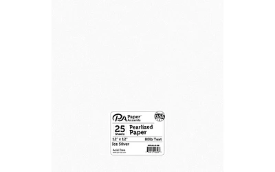 Paper Pearlized 12x12 80lb 25pcPk Ice Silver