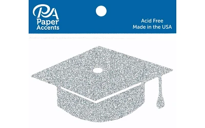 Glitter Shape 6pc Graduation Cap Silver