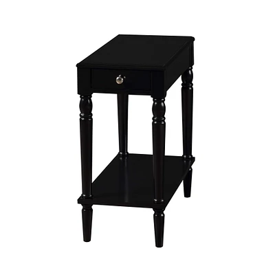 French Country No Tools Chairside End Table with Shelf