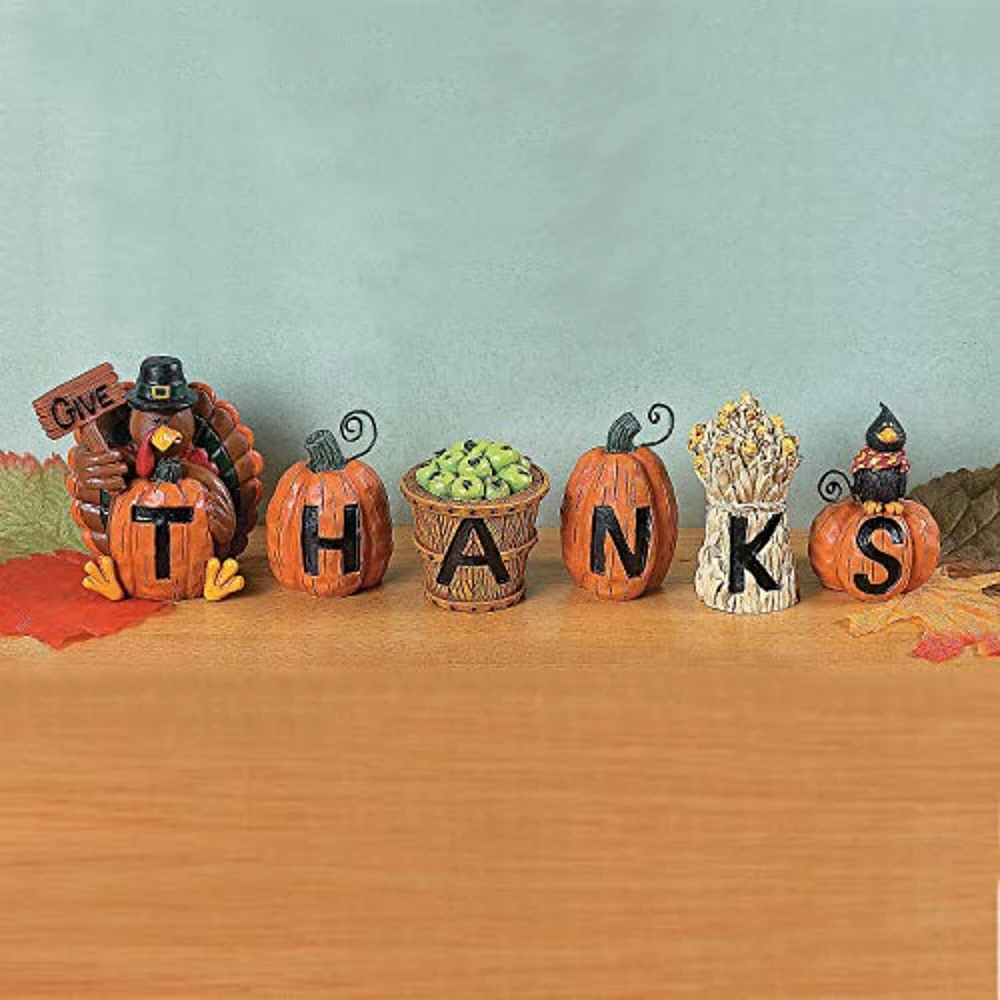 Resin "Give Thanks" Blocks (Set of 6) Fall Home Decor