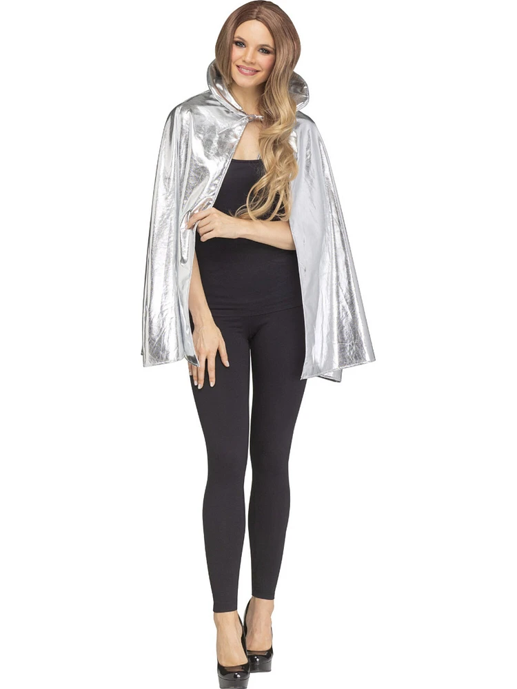 Adults Metallic Cape Silver Costume Accessory