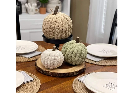 Hand Knit Chunky Chenille Pumpkins