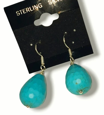 Turquoise magnesite Sterling silver drop Earrings