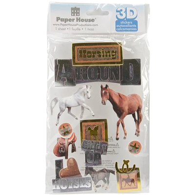 Paper House 3D Stickers 4.5"X7.5" -Horsing Around