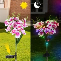 2 Pcs Solar Flowers LED Light Outdoor Garden Yard Stake Solar Flower Lights