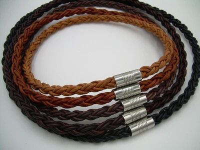 Leather Necklace, Mens Necklace, Mens Leather Choker, Men's Braided Leather Necklace