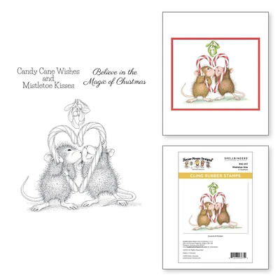 House Mouse Cling Rubber Stamp-Mistletoe Kiss