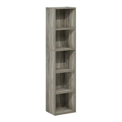 Furinno Pasir 5-Tier Open Shelf Bookcase, French Oak