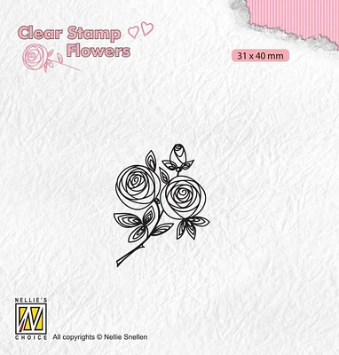 Nellie's Choice Clear Stamp Flowers Rose Twig