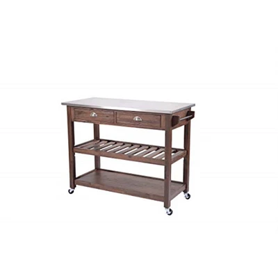Sonoma Kitchen Cart with Stainless Steel Top [Chestnut Wire-Brush]