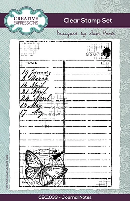 Creative Expressions Clear Stamp Set By Sam Poole 6"X4"-Journal Notes