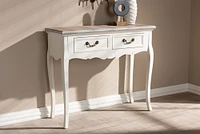 Baxton Studio Capucine Antique French Country Cottage Two Tone Natural Whitewashed Oak and White Finished Wood 2-Drawer Console Table