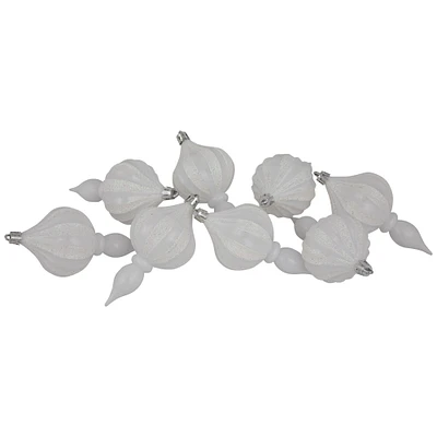 Northlight 8ct White Shatterproof Finial Christmas Ornaments, 4.75"