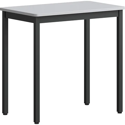 Lorell Utility Table - Gray Rectangle, Laminated Top - Powder Coated Black Base x 30"x 18.13", 30" Height, Melamine Top Material