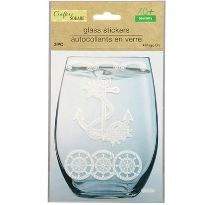 Etched Glass Sticker in white -  ANCHOR NAUTICAL THEME
