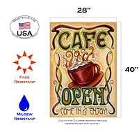 CafÃ© Open Decorative Coffee Double Sided Flag