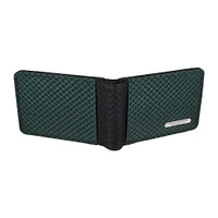 Mens Green and Black Ripstop Fabric Bifold Wallet, Vegan Billfold Wallet, Fabric Wallet for Men Handmade in California