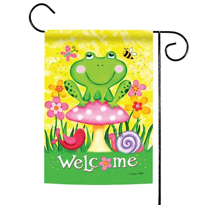 Welcome Froggie And Friends Decorative Frog Flag
