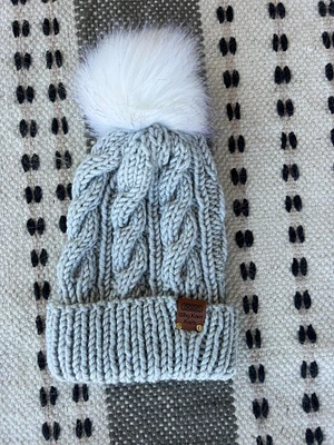 Steel Grey Cable Knit Hat