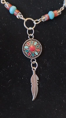 Bohemian pendant feather necklace