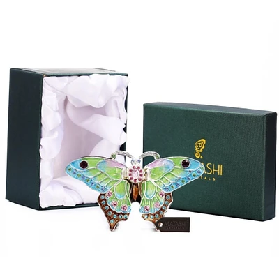 Matashi   Hand Painted Butterfly in Flight Ornament Embellished with 24K Gold and fine Crystals