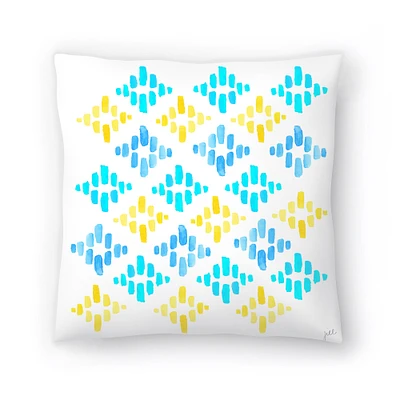 Blue And Yellow Ikat by Gert & Co Throw Pillow - Americanflat