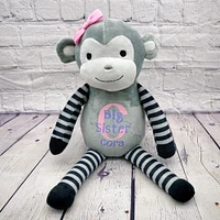 Personalized big sister gift Stuffed animal Birth announcement monkey sibling plush baby gift pregnancy keepsake, new mom