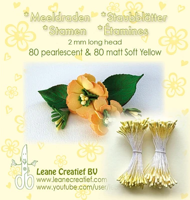 Leane Creatief Stamen 2mm, 80 Matte & 80 Pearl Soft Yellow