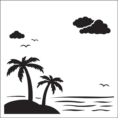 Creative Expressions  Sue Wilson Palm Trees 6 in x 6 in Stencil