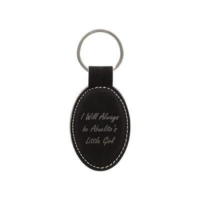 Keychain for Spanish Grandpa I Will Always be Abuelito's Little Girl Engraved Leatherette Oval Key Tag Ring Gifts for Men (LKC-012)