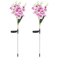 2 Pcs Solar Flowers LED Light Outdoor Garden Yard Stake Solar Flower Lights