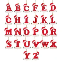 A-Z Cartoon Christmas Hat Letters Acrylic Pendants for Xmas Tree | Merry Christmas Decoration for Home