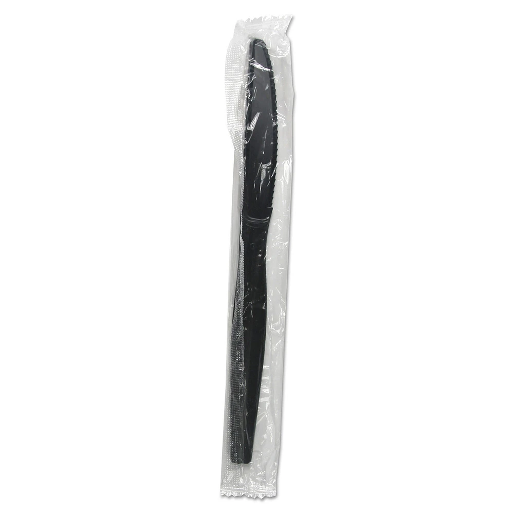 Boardwalk Heavyweight Wrapped Polystyrene Cutlery, Knife, Black, 1,000/Carton