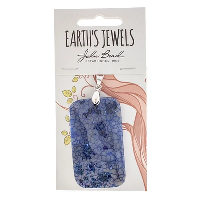 Earth's Jewel 55mm Blue Semi-Precious Rectangle Agate Pendant