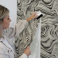 Tempaper & Co. x Novogratz Zebra Marble White & Black Removable Peel and Stick Wallpaper