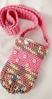 Water Bottle Holder, Pink and Tan with Buttons