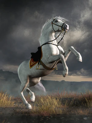 Rearing White Horse - Print - Equestrian Wall Art